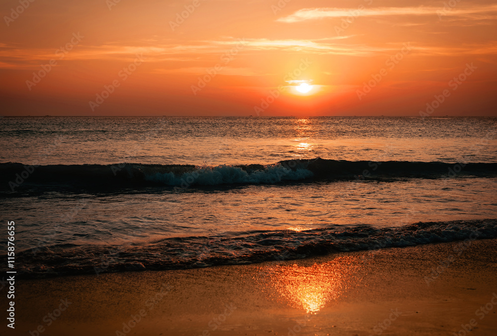 Amazing sunset view on the beach