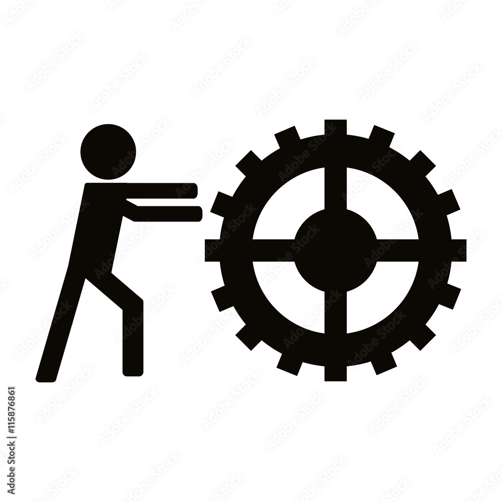 flat design person with gears icon vector illustration Stock Vector ...