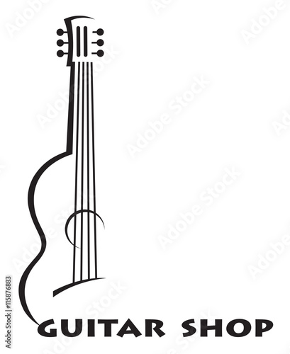 monochrome poster of guitar with text