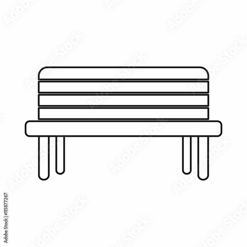 Street bench icon in outline style. Seat symbol isolated vector illustration