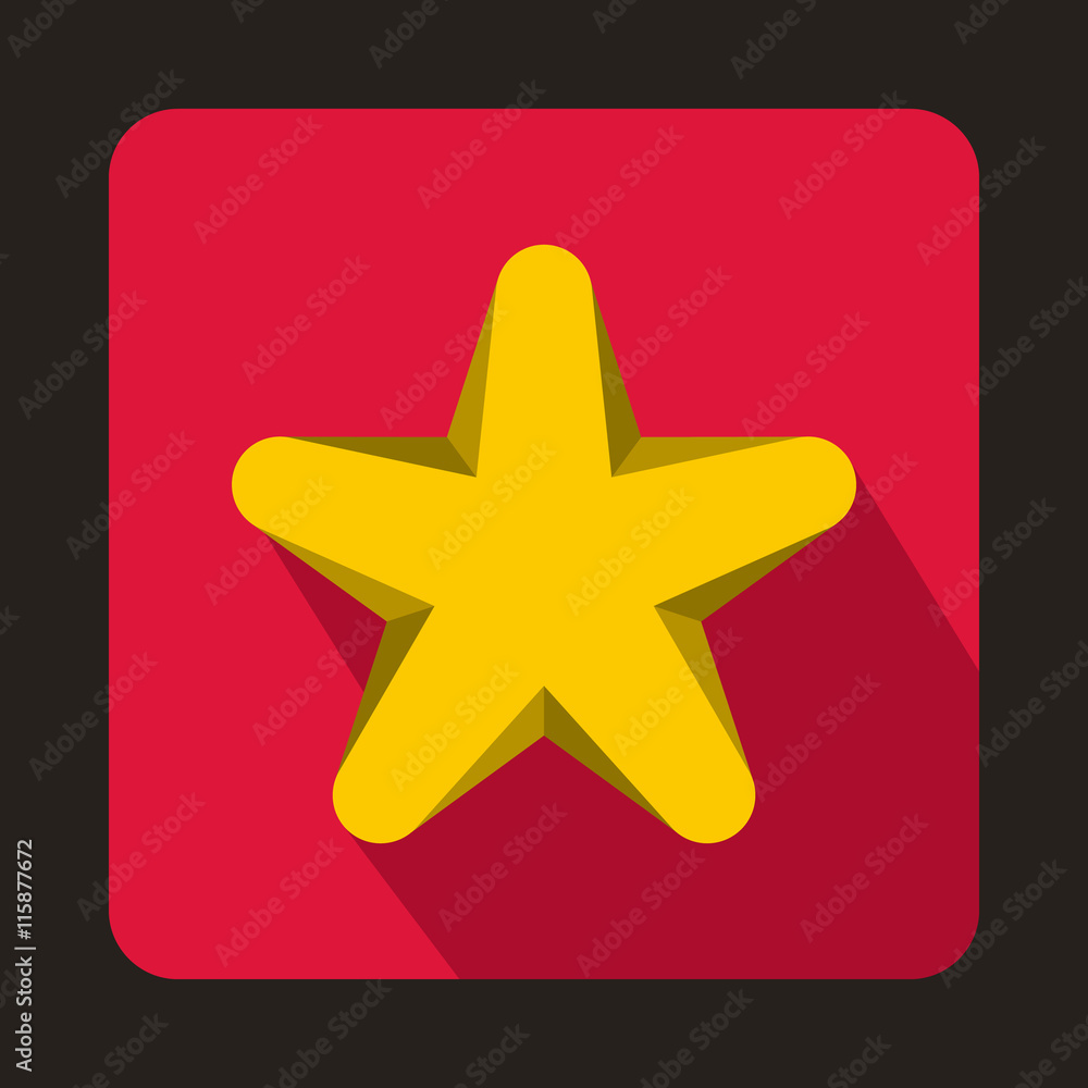 Yellow star icon in flat style on a pink background Yellow star icon in flat style on a pink background