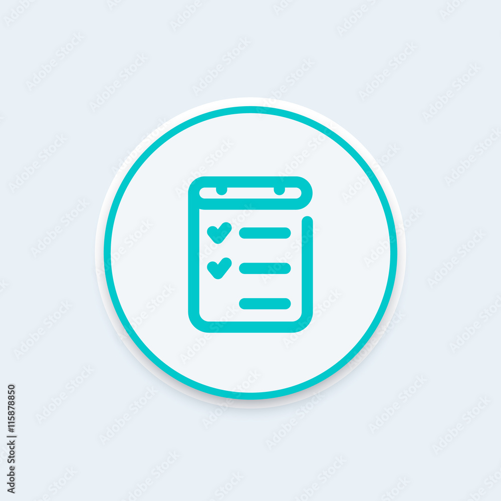 checklist line icon, completed tasks, goals, results, vector illustration checklist line icon, completed tasks, goals, results, vector illustration