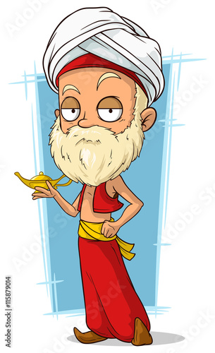 Cartoon oriental old man with turban