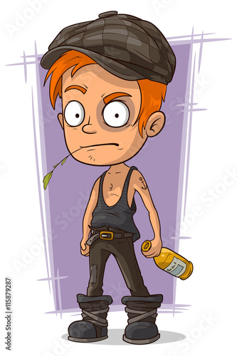 Cartoon redhead hooligan with bruise