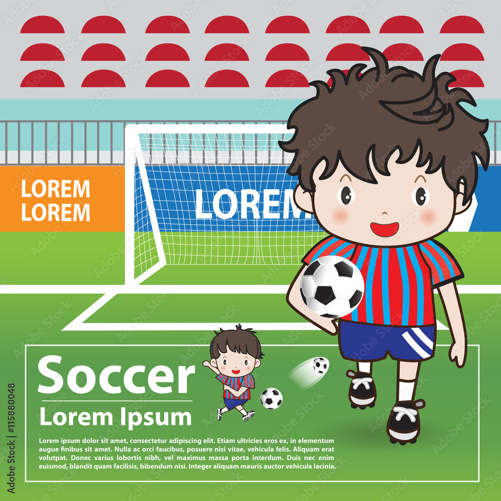 Cartoon character with football concept Cartoon character with football concept