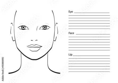 Face chart Makeup Artist Blank. Template. Vector illustration.