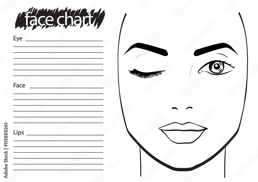 Face chart Makeup Artist Blank. Template. Vector illustration. Face chart Makeup Artist Blank. Template. Vector illustration.