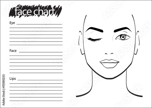 Face chart Makeup Artist Blank. Template. Vector illustration.
