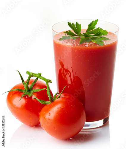Glass of fresh tomato juice