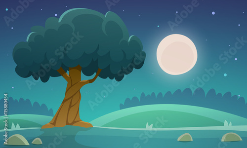 Night Countryside Landscape