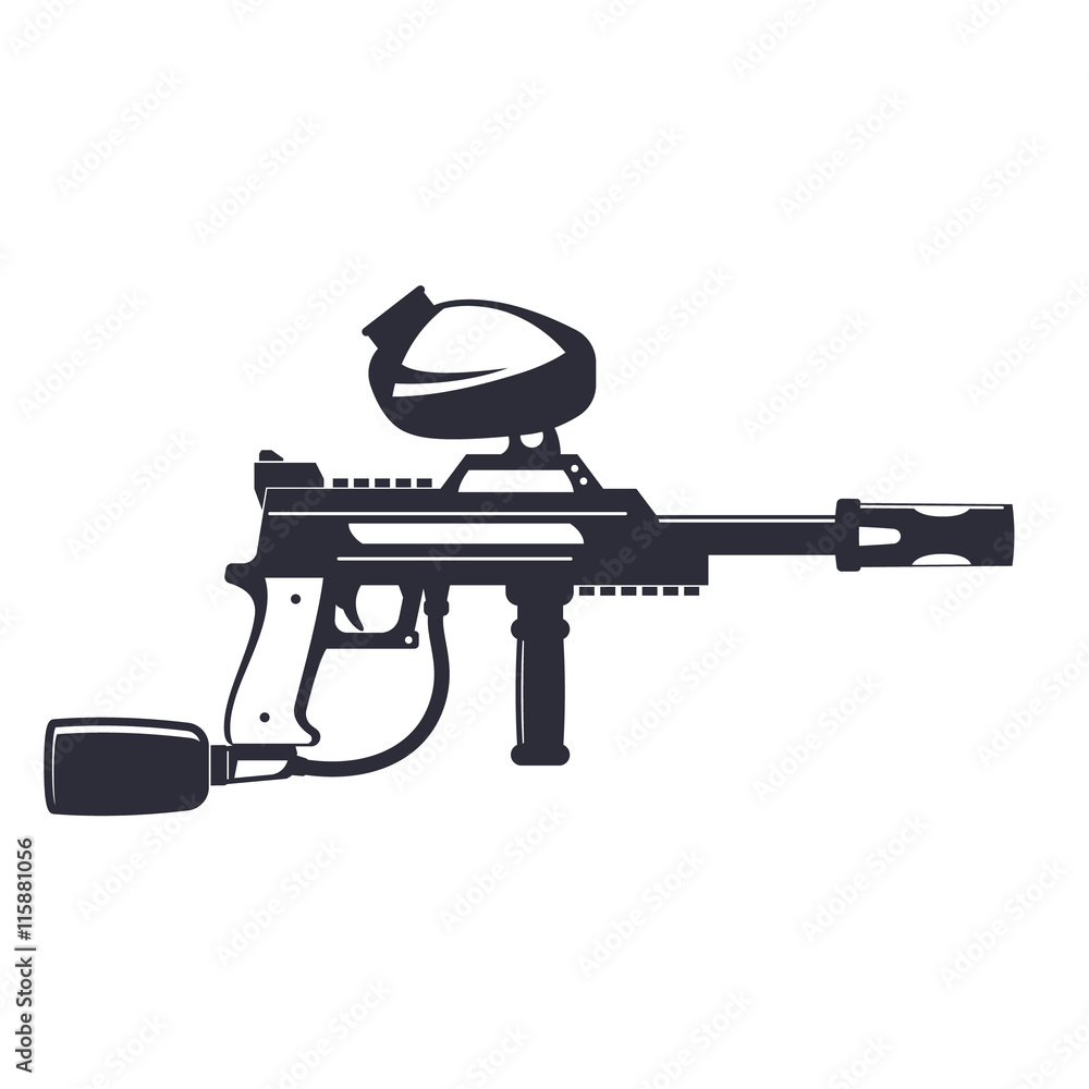 paintball gun isolated on white, vector illustration Stock Vector