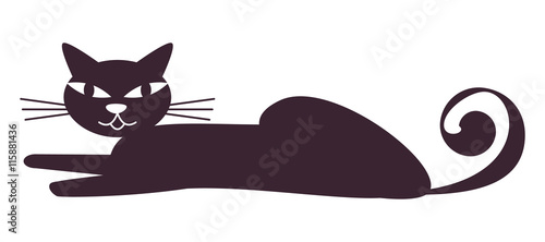 lying down cat - vector