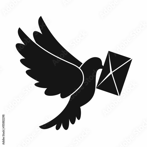 Dove carrying envelope icon in simple style isolated vector illustration
