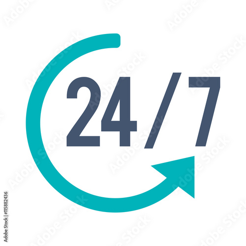 flat design 24 hours 7 days a week icon vector illustration