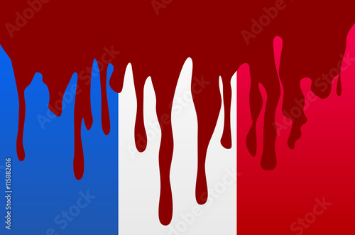 flag France in concept. the blood flowing on the French flag. vector