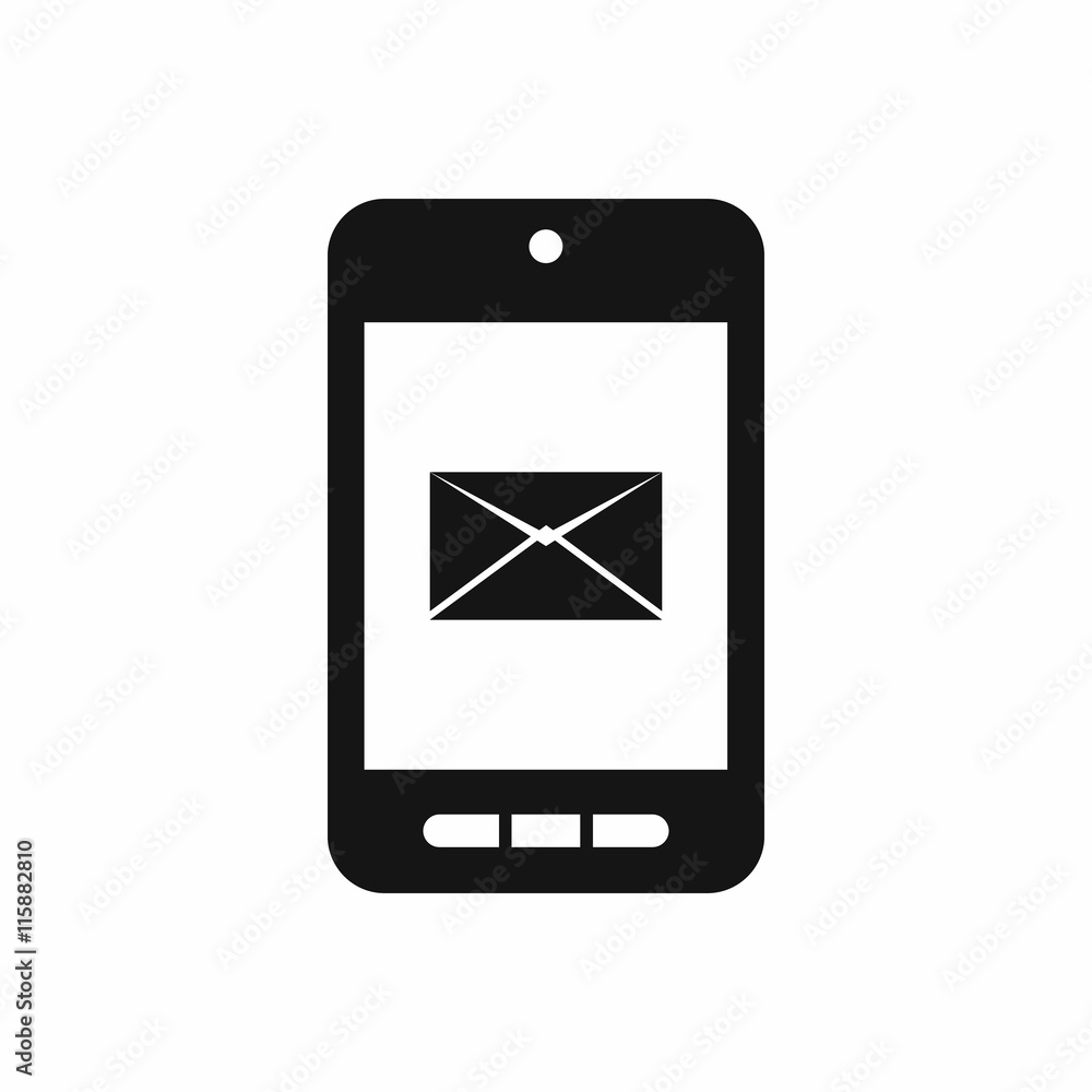 Smartphone with email symbol on the screen icon in simple style isolated vector illustration Smartphone with email symbol on the screen icon in simple style isolated vector illustration