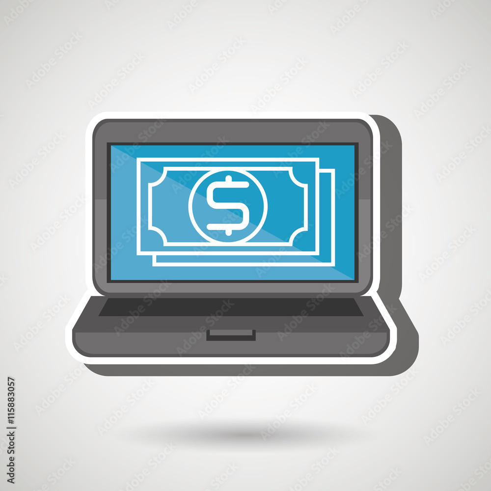 laptop with bill dollar isolated icon design, vector illustration graphic laptop with bill dollar isolated icon design, vector illustration graphic