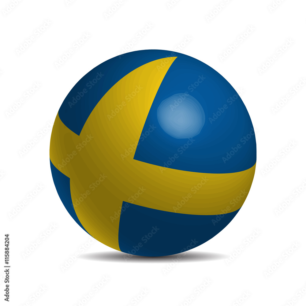 Sweden flag on a 3d ball with shadow