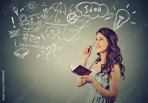beautiful girl thinking planning
