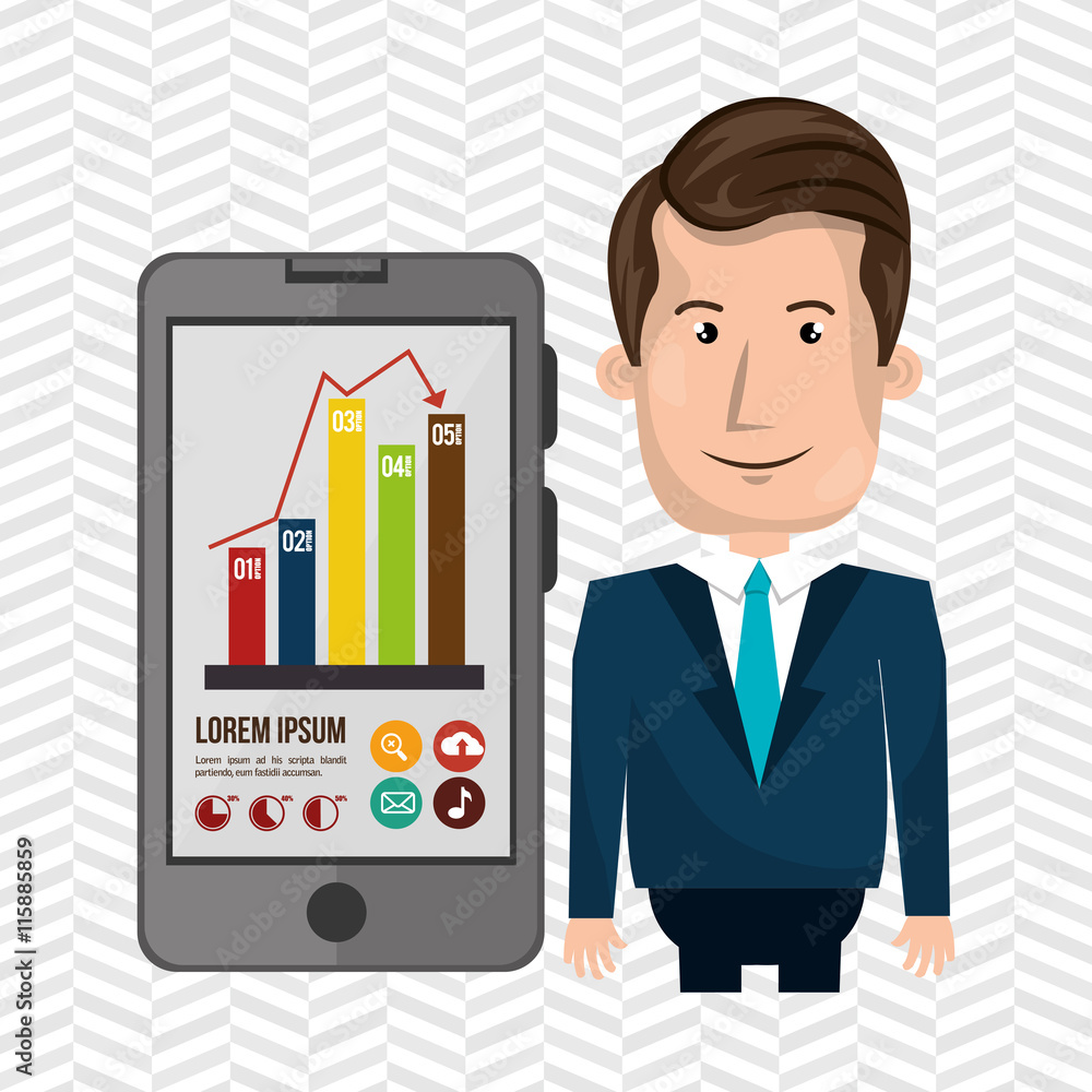 blazer man blue tie smartphone isolated icon design, vector illustration graphic blazer man blue tie smartphone isolated icon design, vector illustration graphic