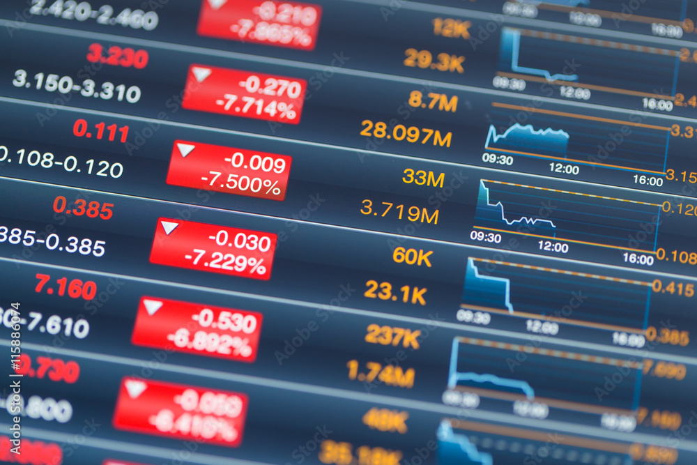 Fototapeta premium Stock market data on tablet