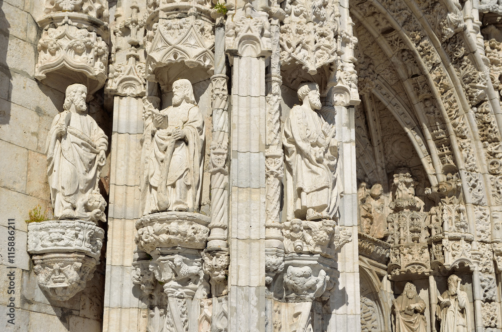 Architectural detail of The Mosteiro dos Jeronimos Belem Lisbon Portugal.