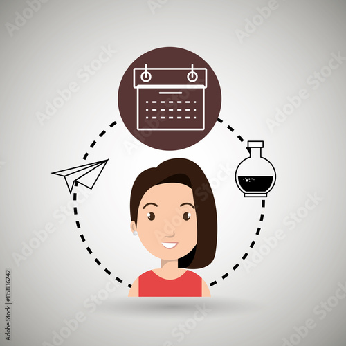 woman calendar and lab tube isolated icon design, vector illustration  graphic  photo