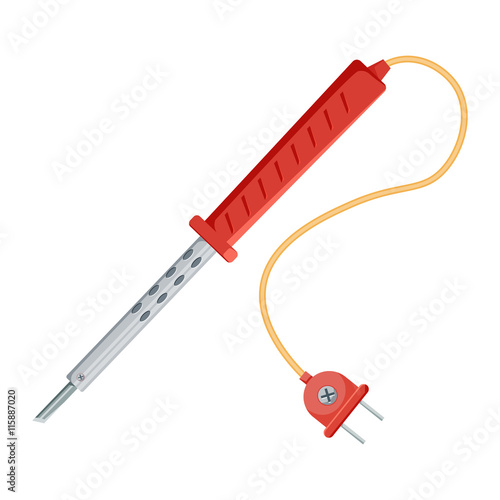 Soldering iron flat design vector illustration isolated on white background