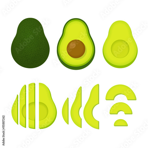 Whole and cut avocado