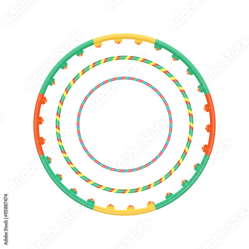 Multicolor plastic hula hoop set vector illustration