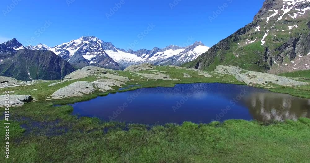 Lago e pascoli di montagna - Vedretta del Monte Disgrazia - Valmalenco