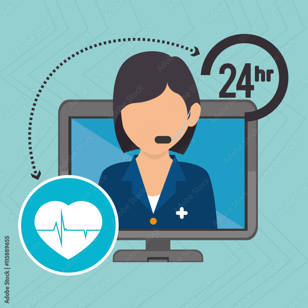 nurse 24-hour health isolated icon design, vector illustration graphic