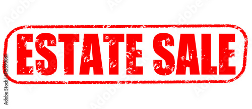 Estate sale on the white background, red illustration