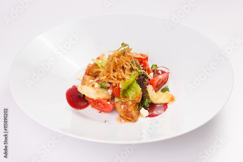 Meat dish on white background