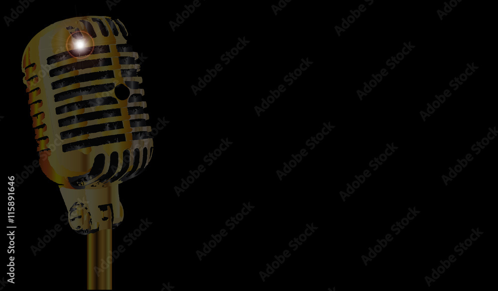 Fototapeta premium Gold Microphone Poster