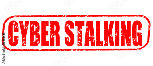 Cyber stalking on the white background, red illustration
