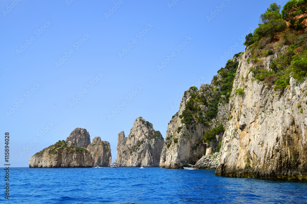 Coastal rocks of Capri island - Italy, Europe