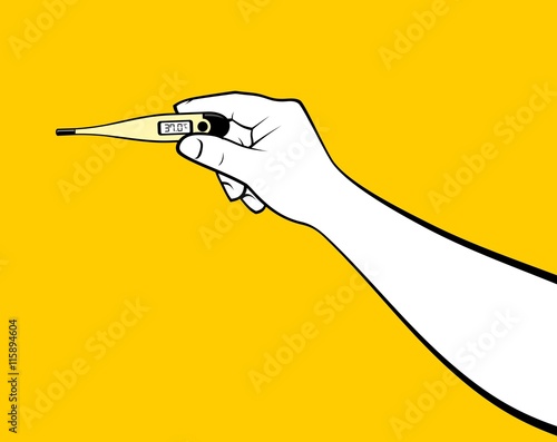 Hand holding thermometer