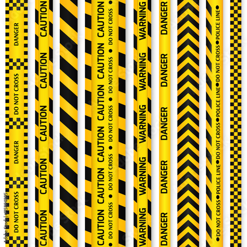 Yellow with black police line and danger tapes.