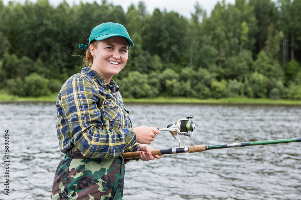 woman, angler fish, fishing woman, angler fish, fishing