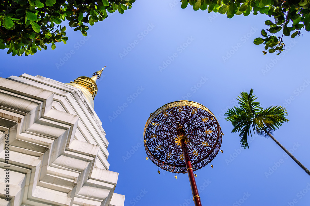 Buddhist pagoda & parasol, Thailand Stock Photo Adobe Stock