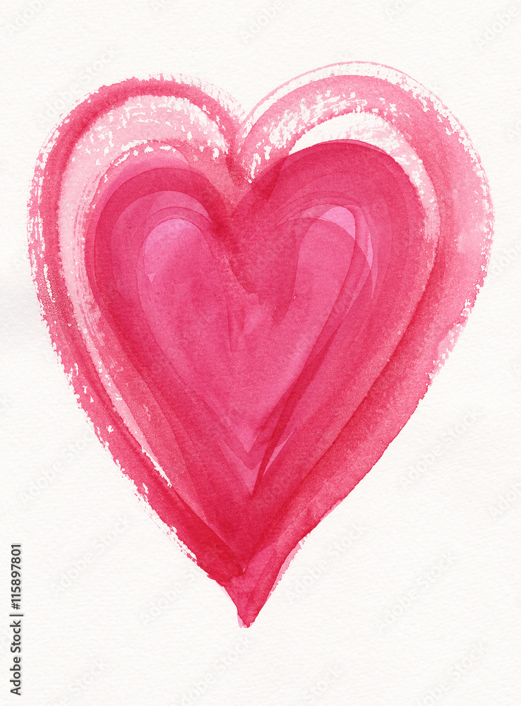 Pink watercolor heart painting