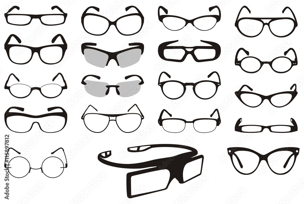 Eyeglasses vector set - obrazy, fototapety, plakaty 