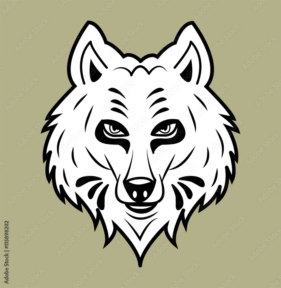 Wolf's head for coloring book vector (separate background), testa