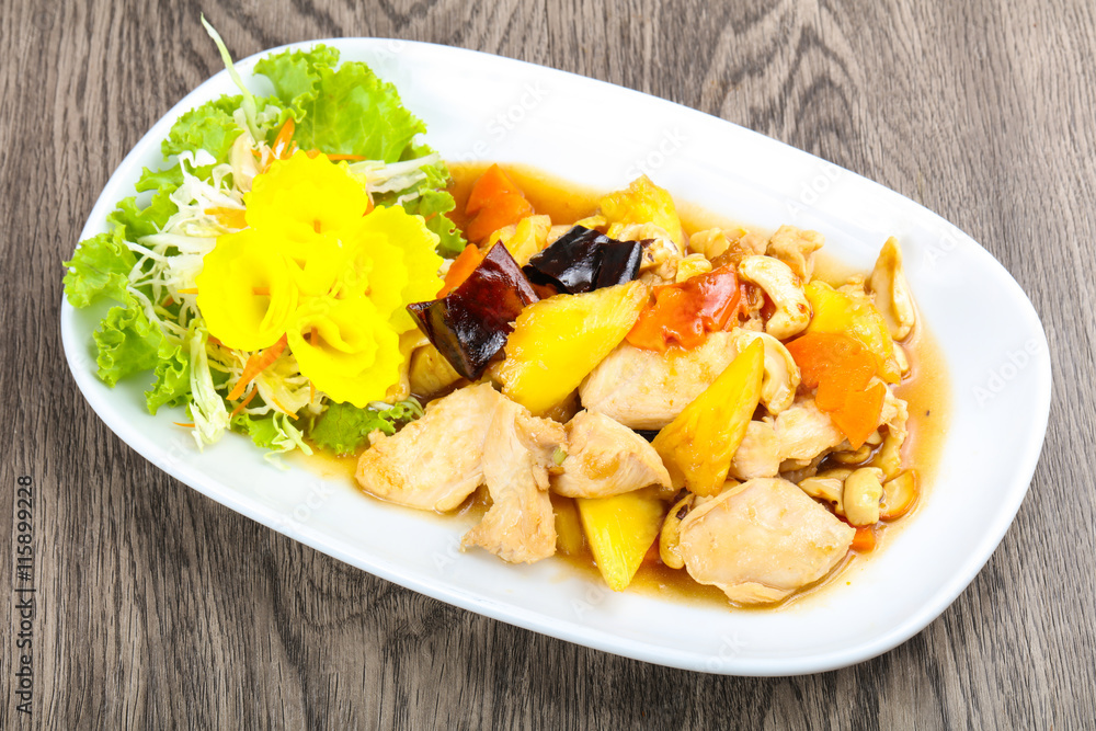 Chicken with pineapple and cahew nuts Chicken with pineapple and cahew nuts