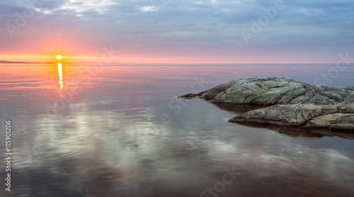 Sunrise at Ladoga Lake in Karelia, Russia photo