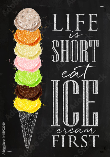 Poster ice cream cone chalk