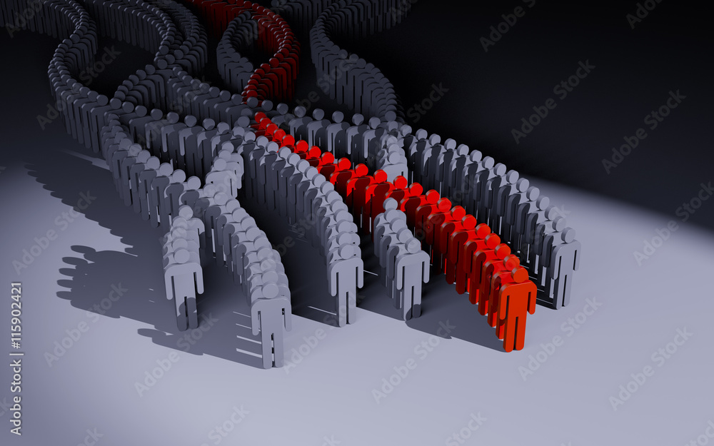Fototapeta premium Different people. Red crowd. 3d illustration