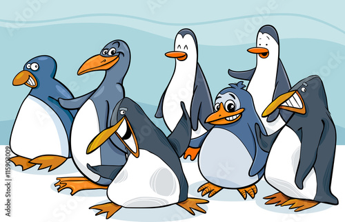 penguins group cartoon