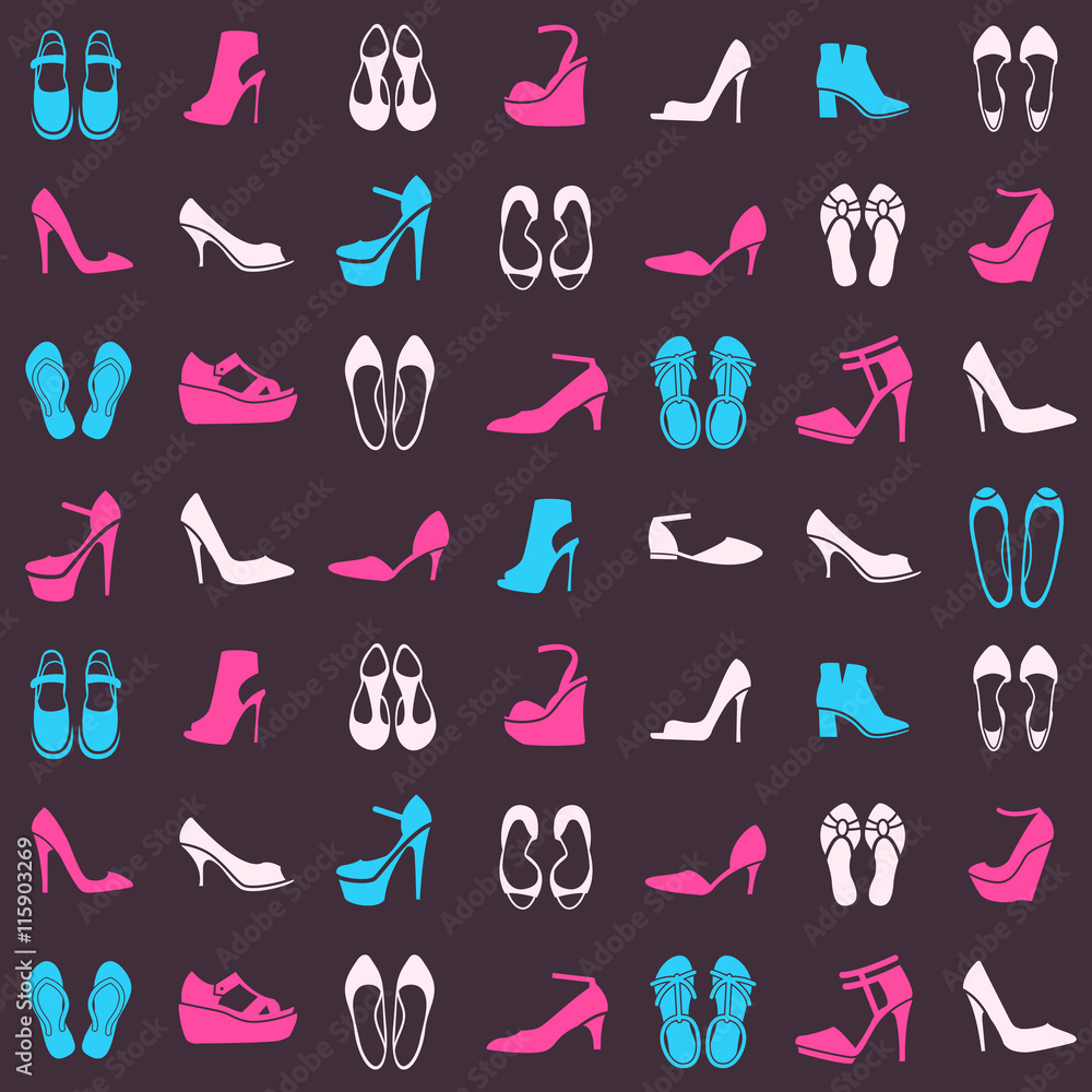 pattern with different kinds of shoes